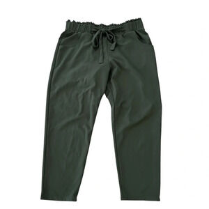 Cosmic Beauty Women’s Dark Green Paperbag Ruffle High Waist Tie Pants Sz 2X GUC